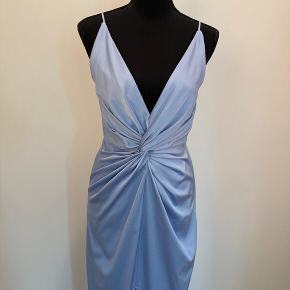Abercrombie & Fitch Draped Twist-Front Maxi Dress Small Blue - Picture 4 of 14